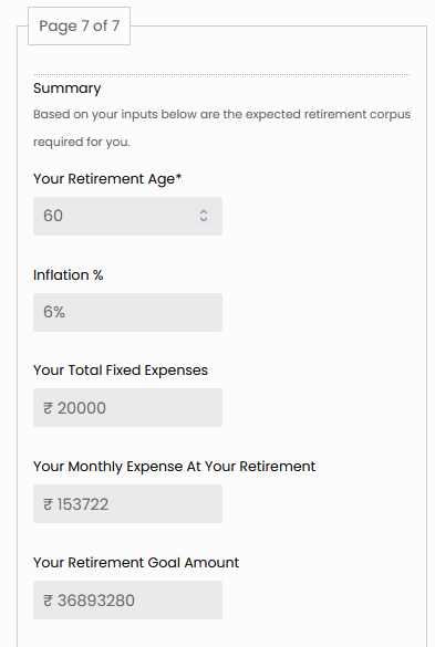 Calculate your requried Retirement cropus.